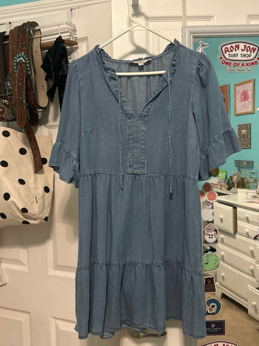 denim midi dress